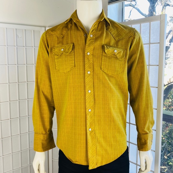 Vintage Mens Hand Made TailoredWestern w/Yoke Back / Snap Button Shirt, M.
